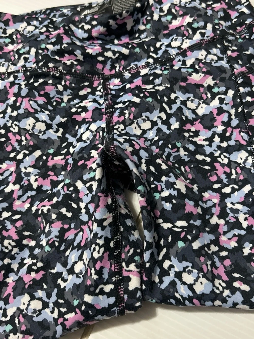 Avia Girls' Printed Active Leggings - Black with Pink & Blue with Green